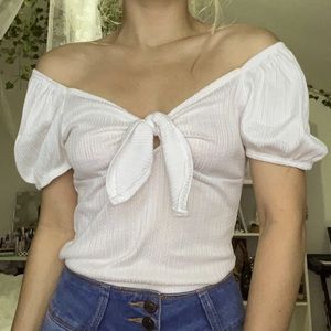 White milkmaid front tie bodysuit